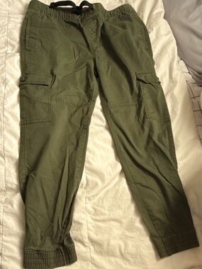 Olive Cargo Jogger Pants - kids